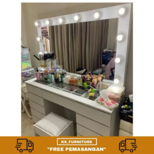 meja rias lampu artis minimalist super jumbo (free lampu + kursi)
