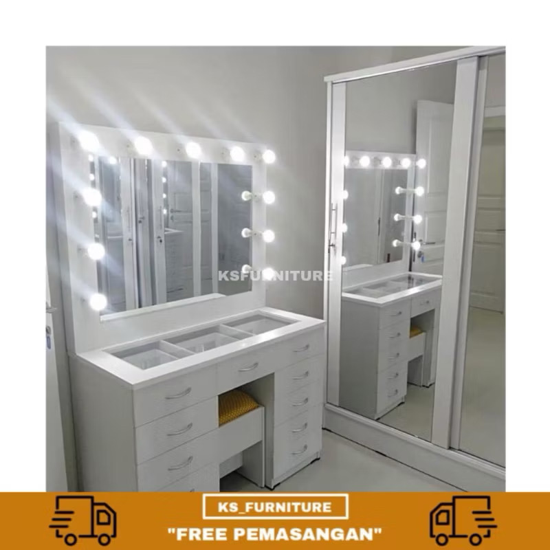 meja rias make up artis minimalist super murah (free lampu + kursi) meja rias make up artis minimalist super murah (free lampu + kursi)