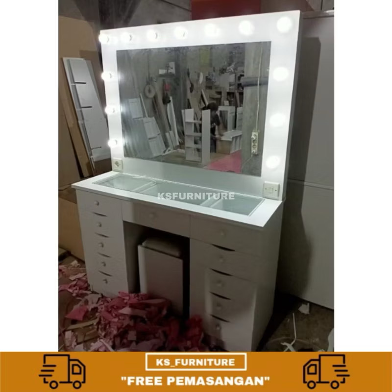 meja rias make up artis minimalist super murah (free lampu + kursi) meja rias make up artis minimalist super murah (free lampu + kursi)