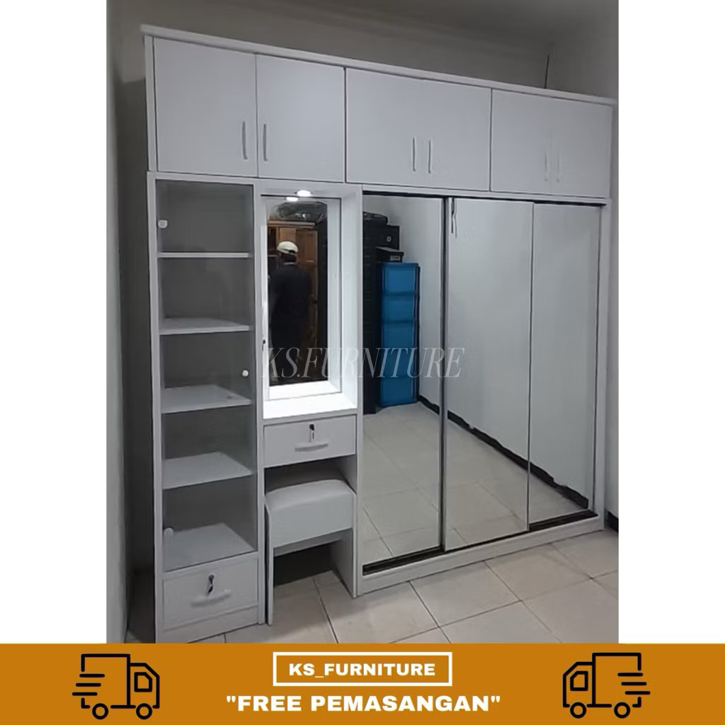 lemari sliding serbaguna + meja rias + lemari tas lemari sliding serbaguna + meja rias + lemari tas