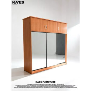 lemari sliding 3 pintu ada kabinet atas minimalist harga murah