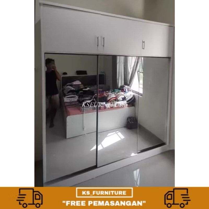 lemari sliding 3 pintu ada kabinet atas minimalist harga murah lemari sliding 3 pintu ada kabinet atas minimalist harga murah