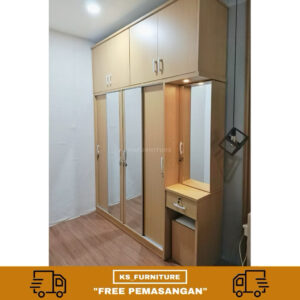 lemari sliding + meja rias minimalist jumbo bisa custom ukuran by kaesfurniture