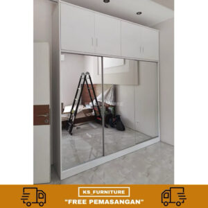 lemari baju pintu sliding full cermin ukuran besar (bisa custom) by ka'es furniture